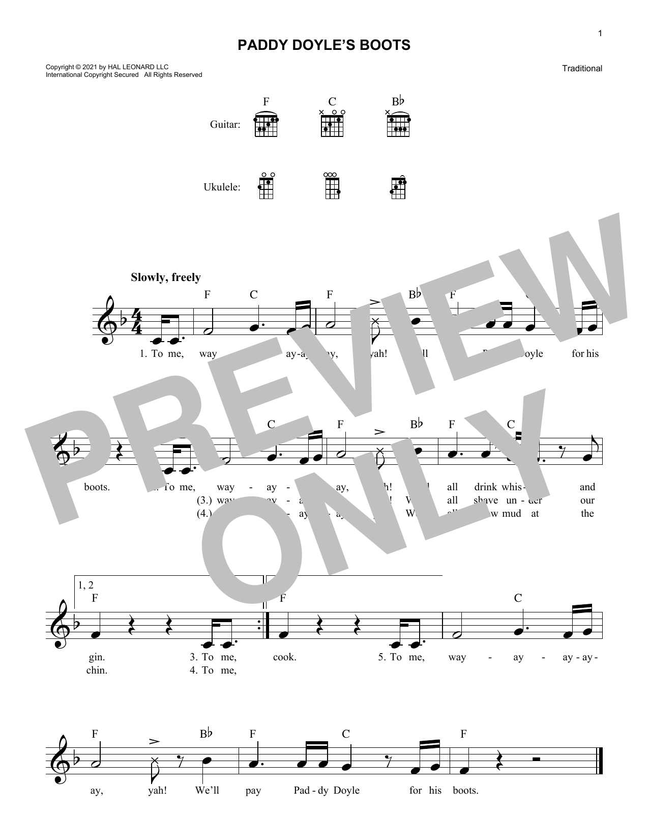 Download Traditional Paddy Doyle's Boots Sheet Music