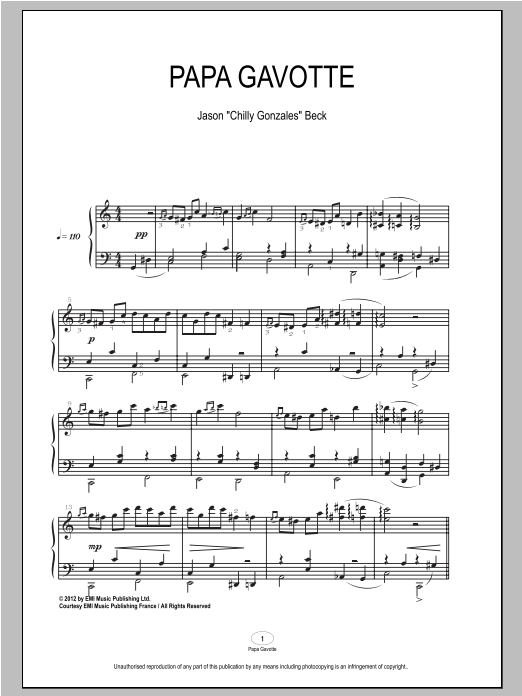 Download Chilly Gonzales Papa Gavotte Sheet Music