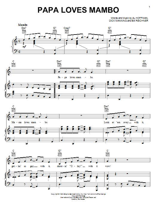 Al Hoffman Papa Loves Mambo sheet music notes printable PDF score