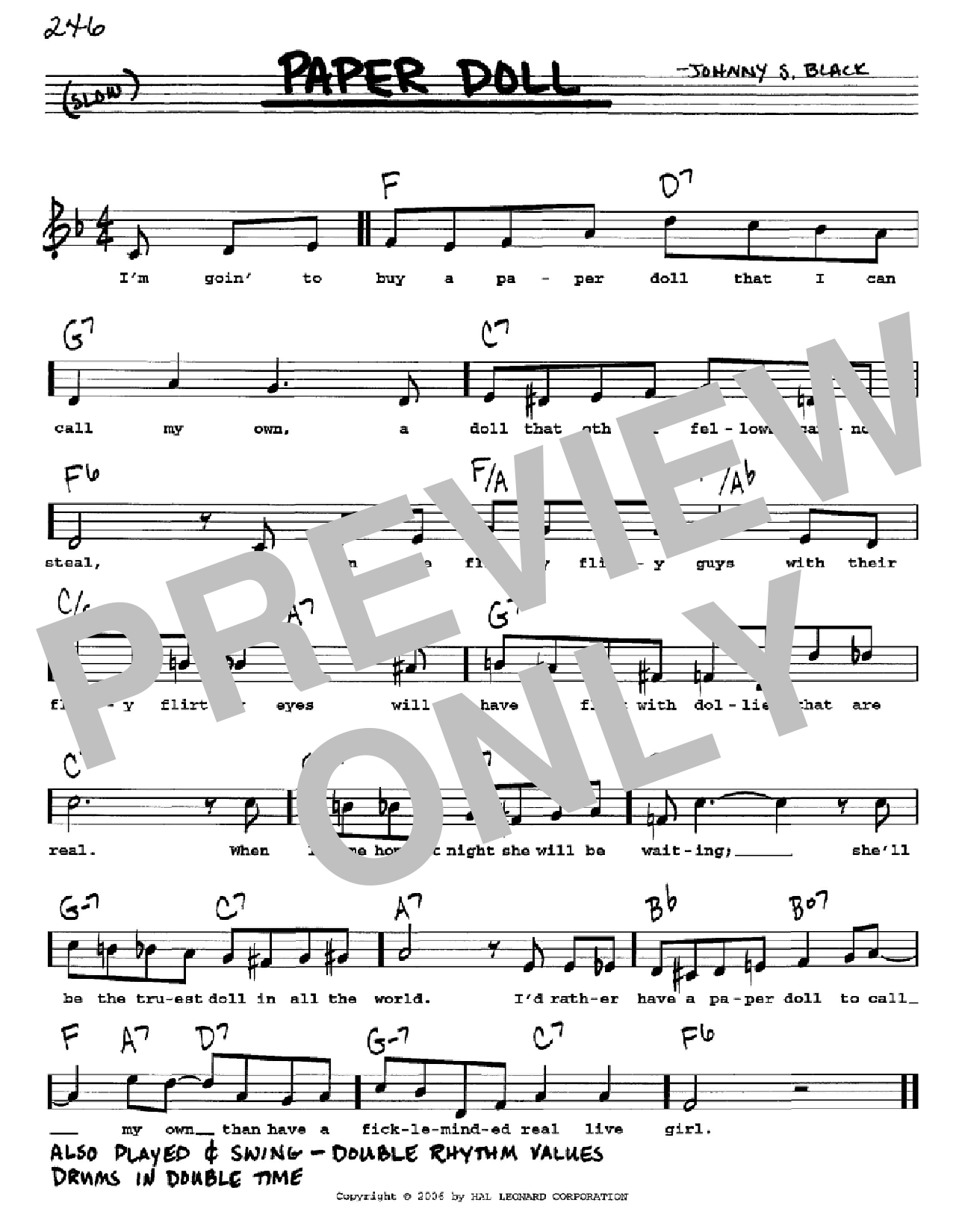 Download Johnny S. Black Paper Doll Sheet Music