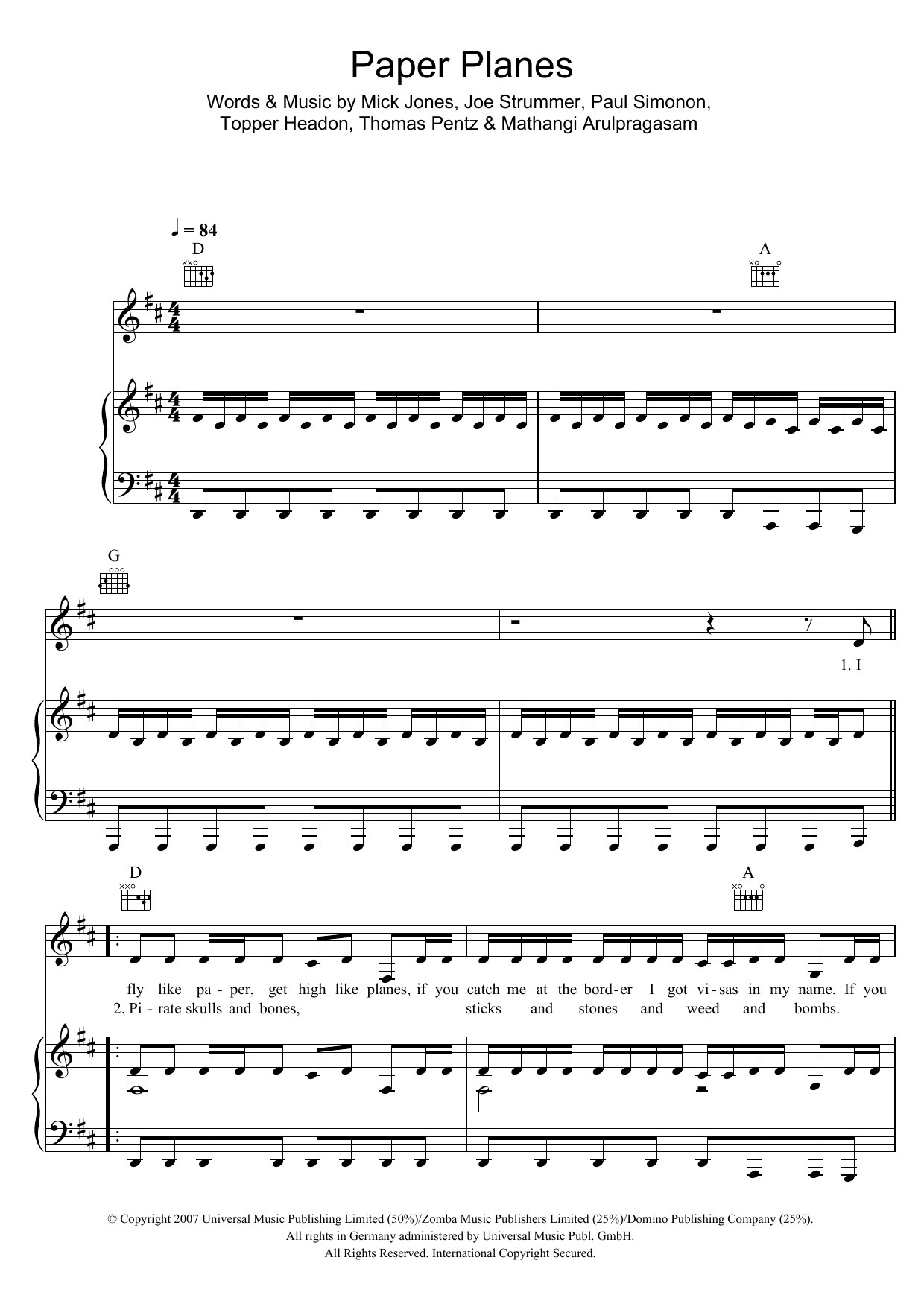 Download M.I.A. Paper Planes Sheet Music