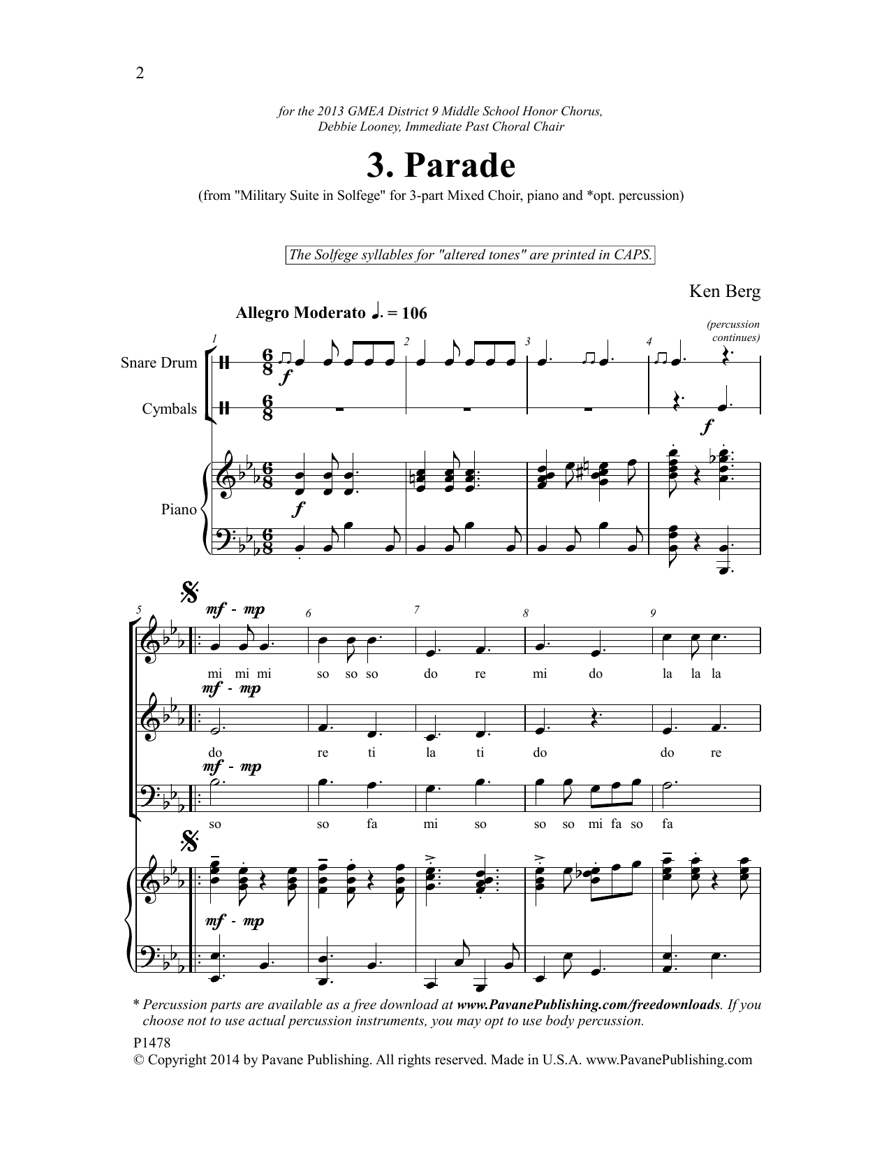 Download Ken Berg Parade Sheet Music