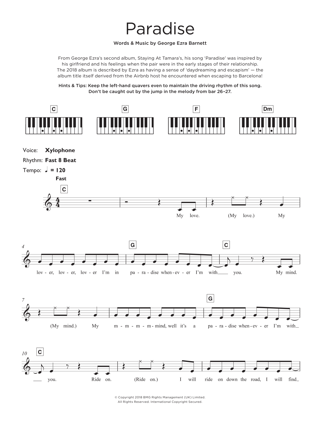 Download George Ezra Paradise Sheet Music