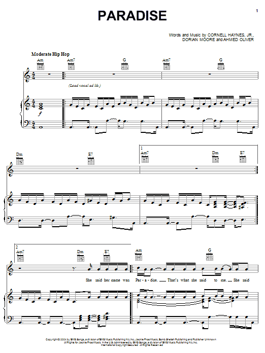 Download Nelly Paradise Sheet Music