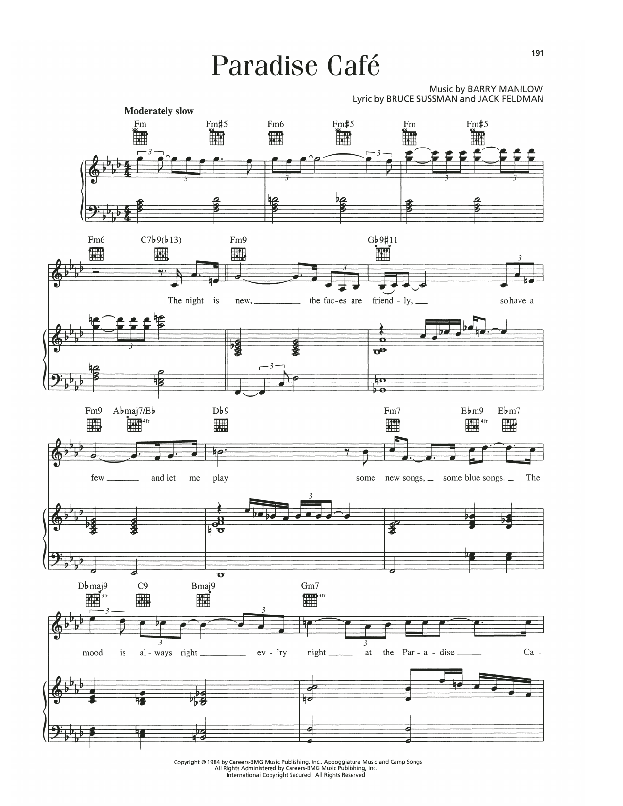 Download Barry Manilow Paradise Cafe Sheet Music