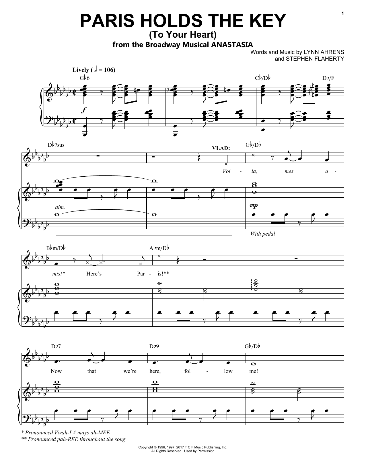 Download Stephen Flaherty Paris Holds The Key (To Your Heart) (fr Sheet Music