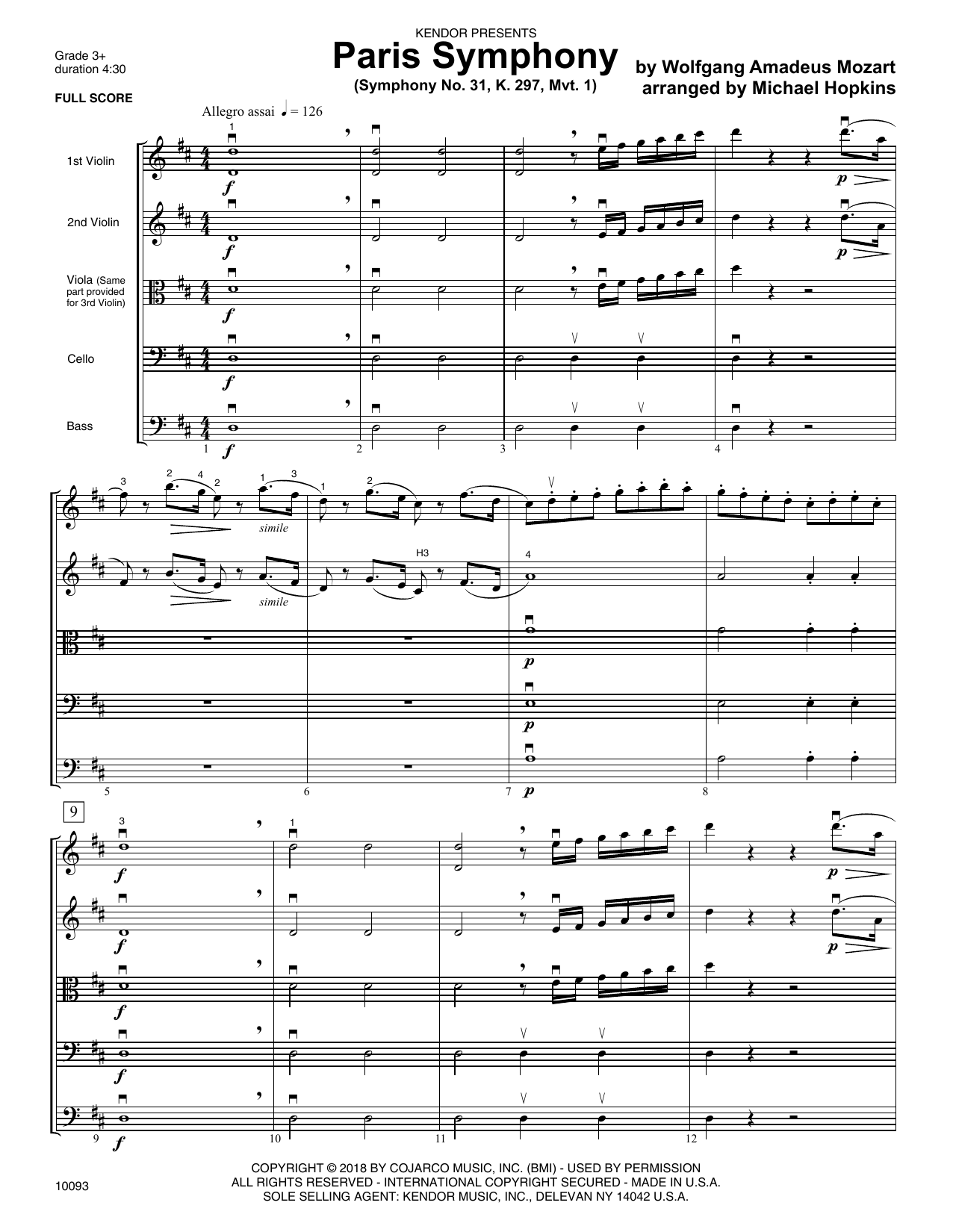 Download Michael Hopkins Paris Symphony (Symphony No. 31, K. 297 Sheet Music
