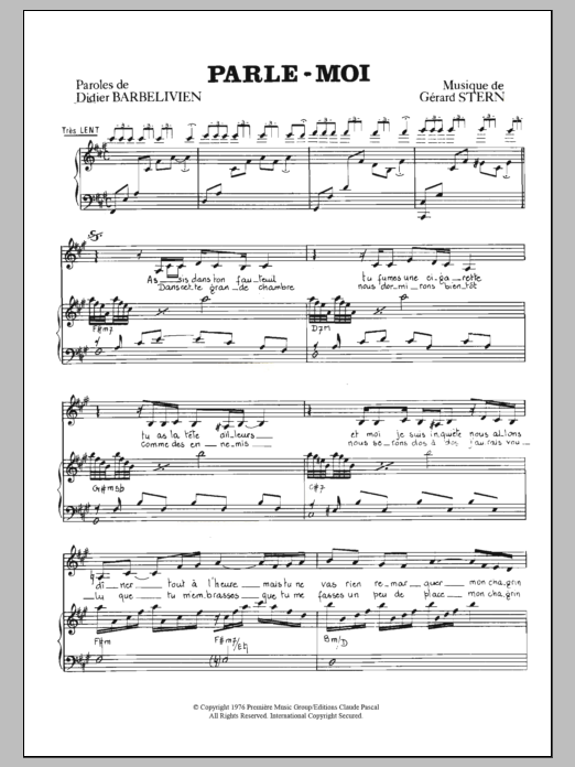 Download Nicole Croisille Parle Moi Sheet Music