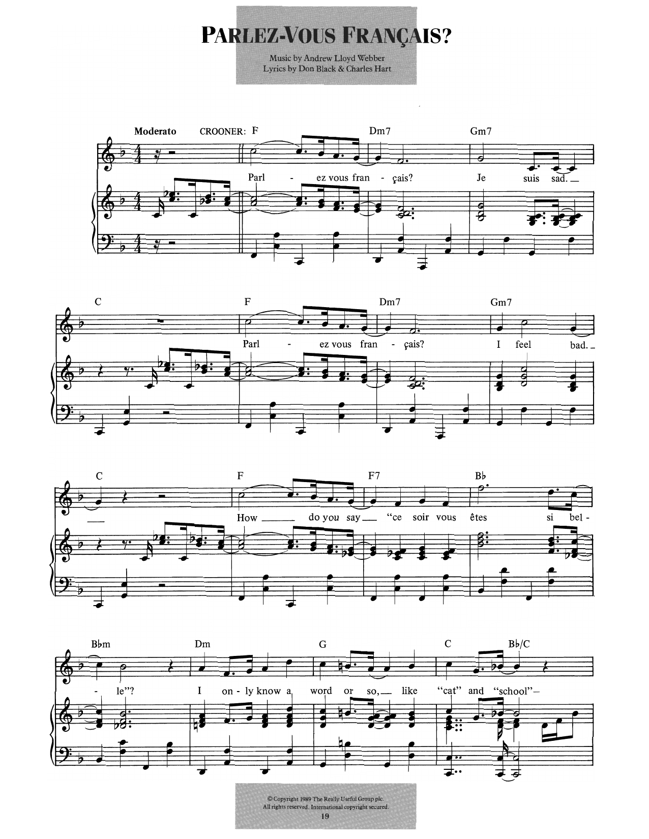 Download Andrew Lloyd Webber Parlez-vous Francais? (from Aspects Of Sheet Music