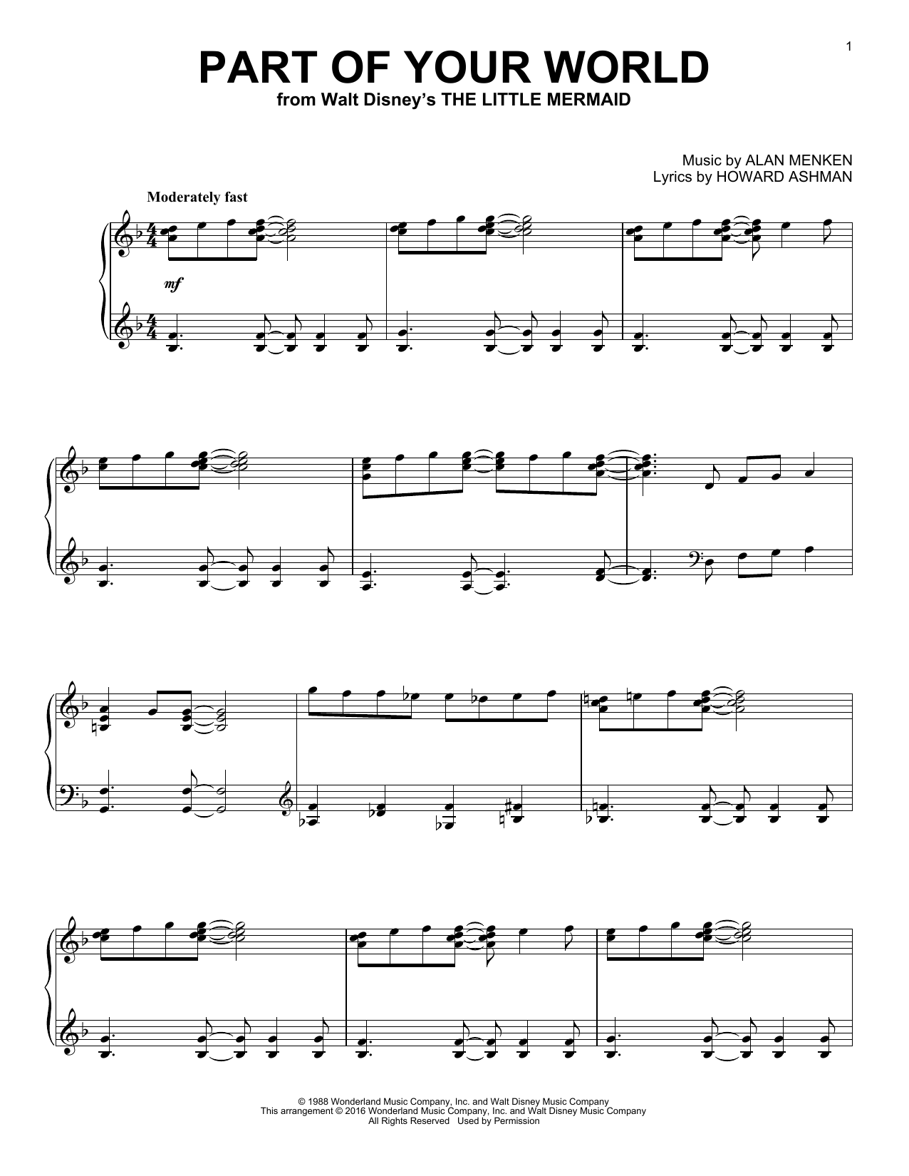 Download Alan Menken Part Of Your World [Jazz version] (from Sheet Music