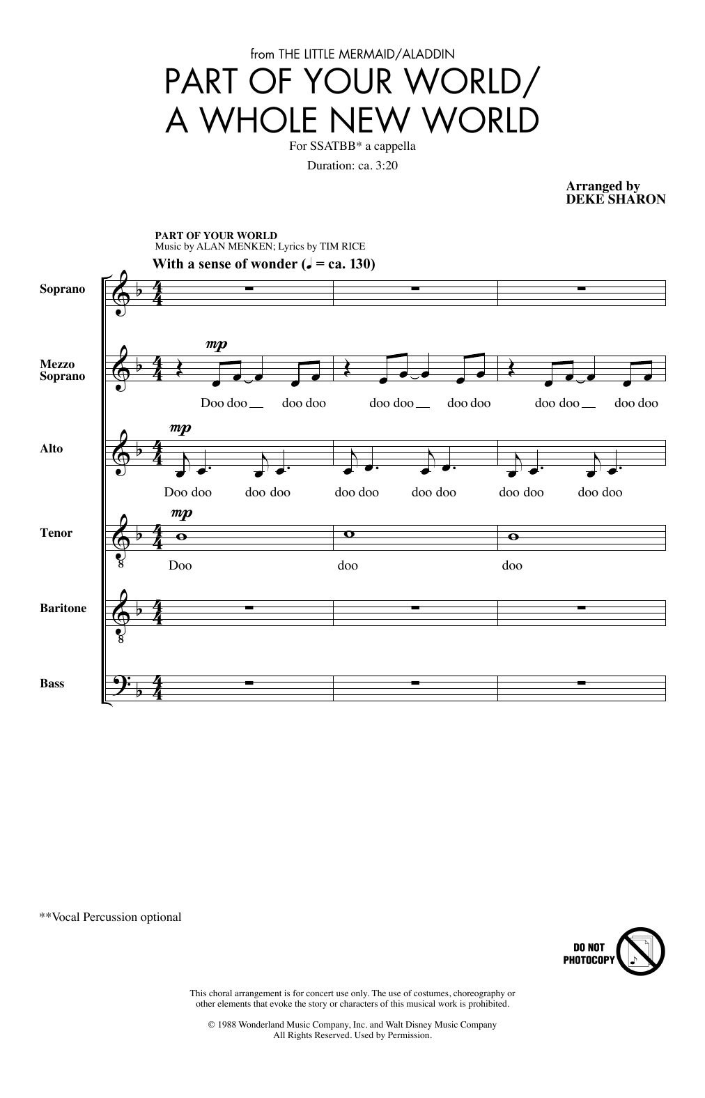 Download Alan Menken Part Of Your World/A Whole New World (f Sheet Music