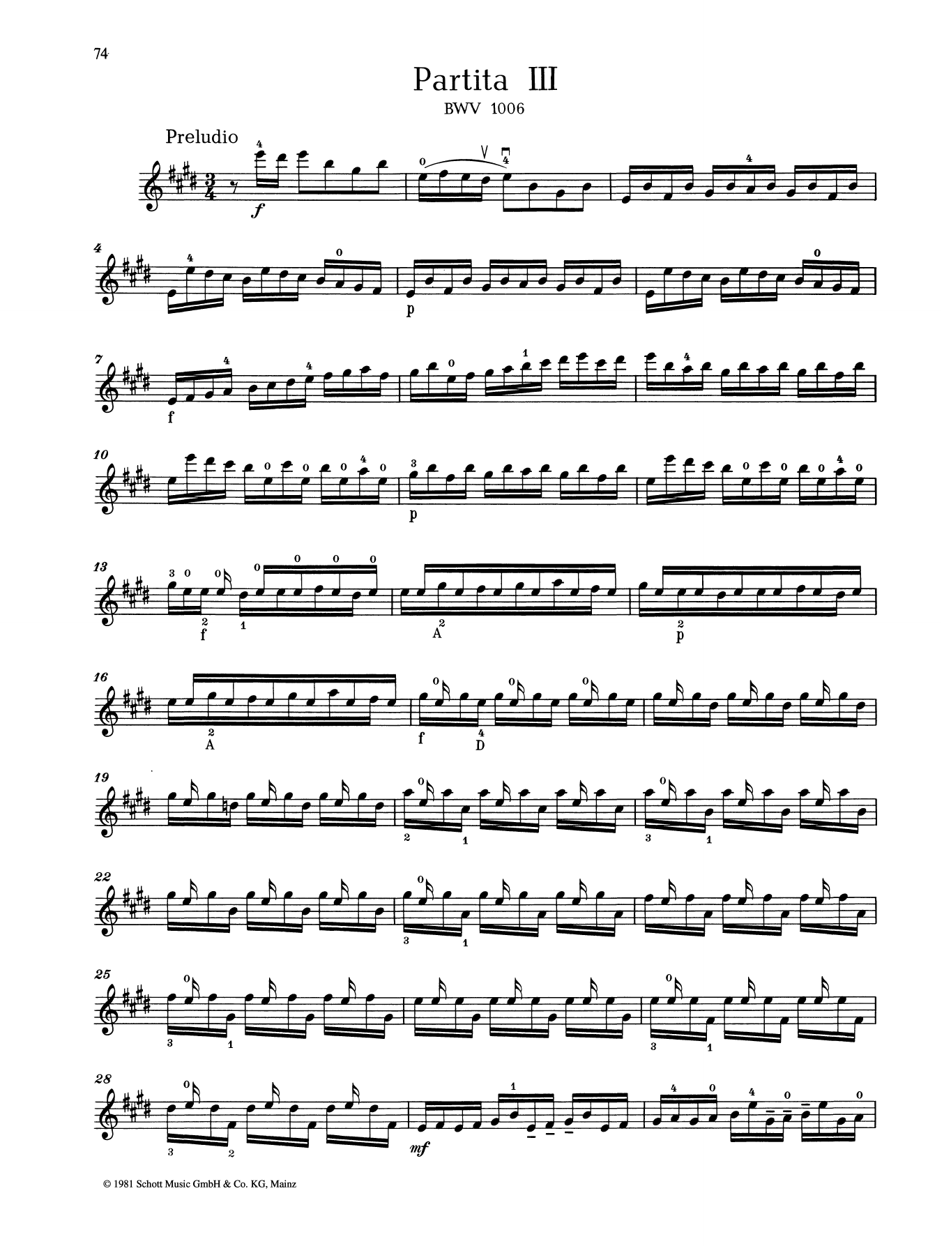 Download Johann Sebastian Bach Partita III Sheet Music