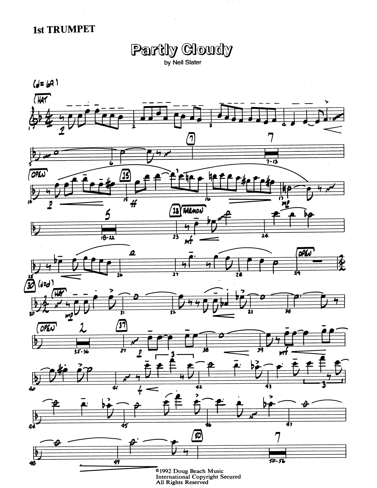 Download Neil Slater Partly Cloudy - 1st Bb Trumpet Sheet Music