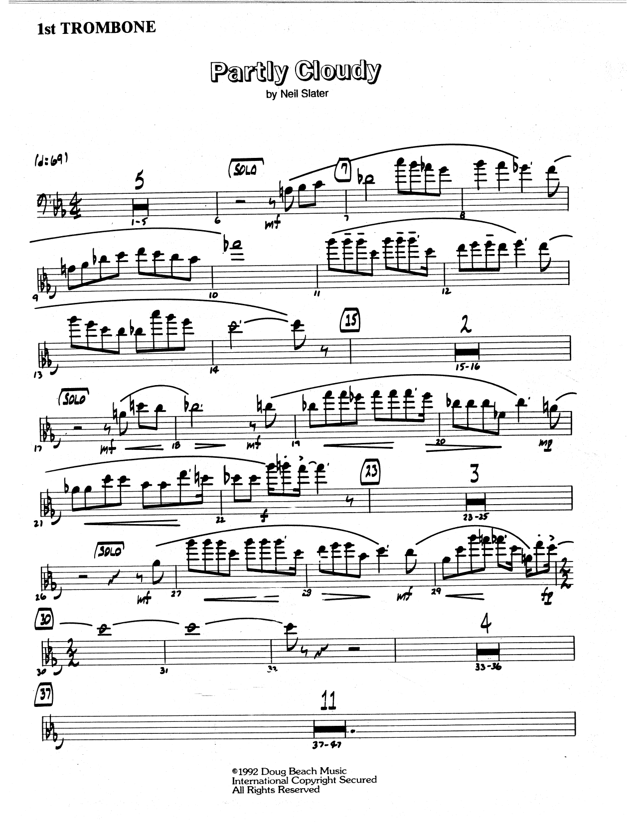 Download Neil Slater Partly Cloudy - 1st Trombone Sheet Music