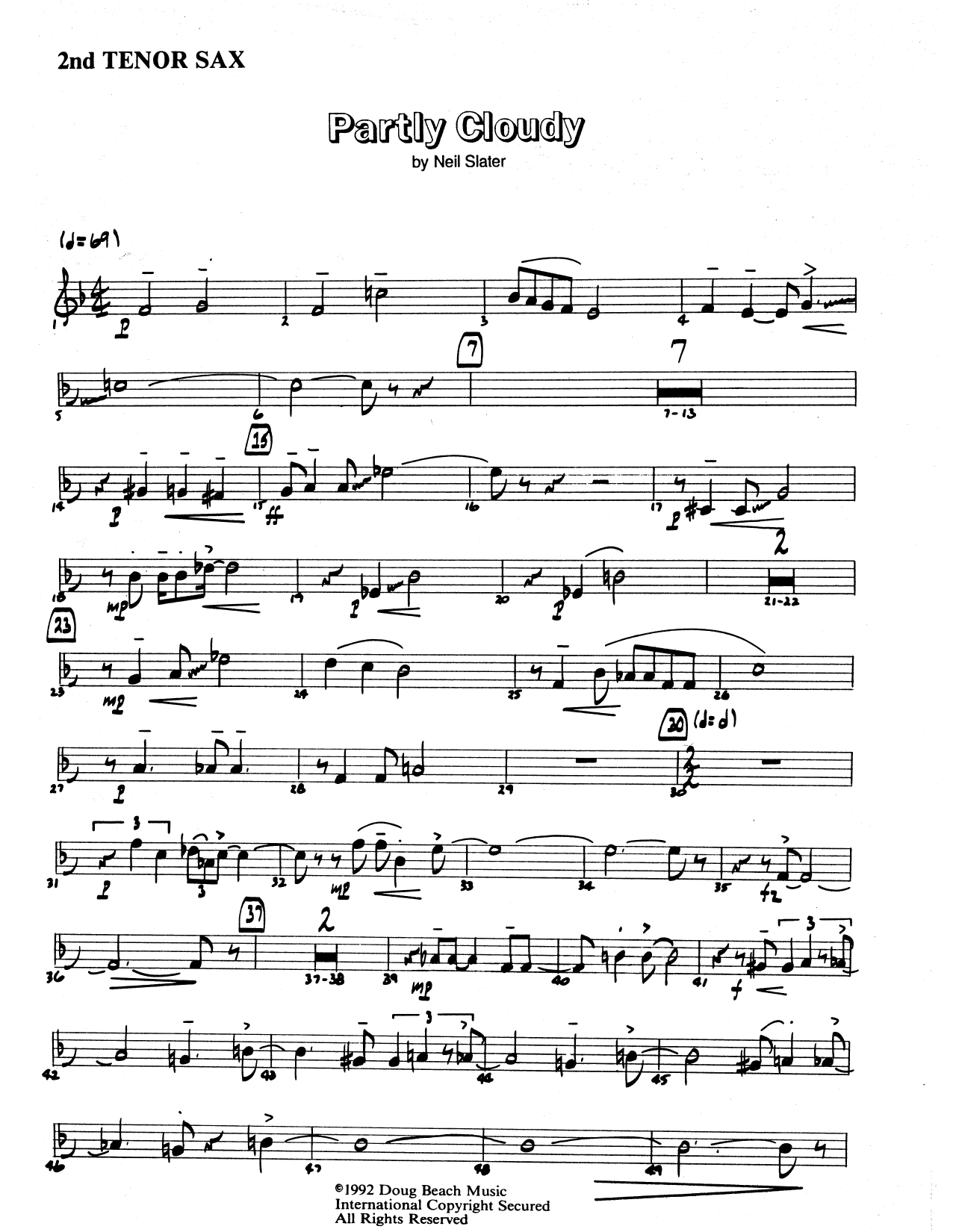 Download Neil Slater Partly Cloudy - 2nd Bb Tenor Saxophone Sheet Music