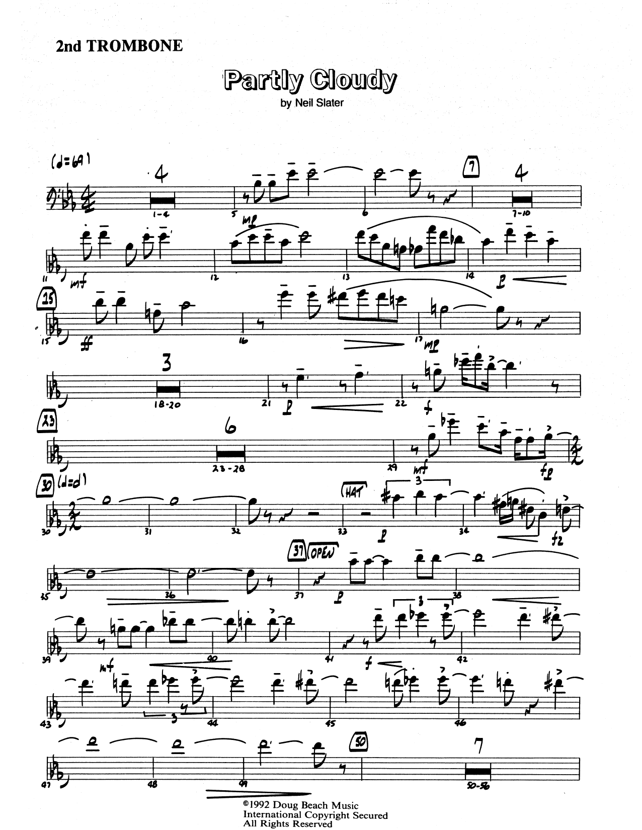 Download Neil Slater Partly Cloudy - 2nd Trombone Sheet Music