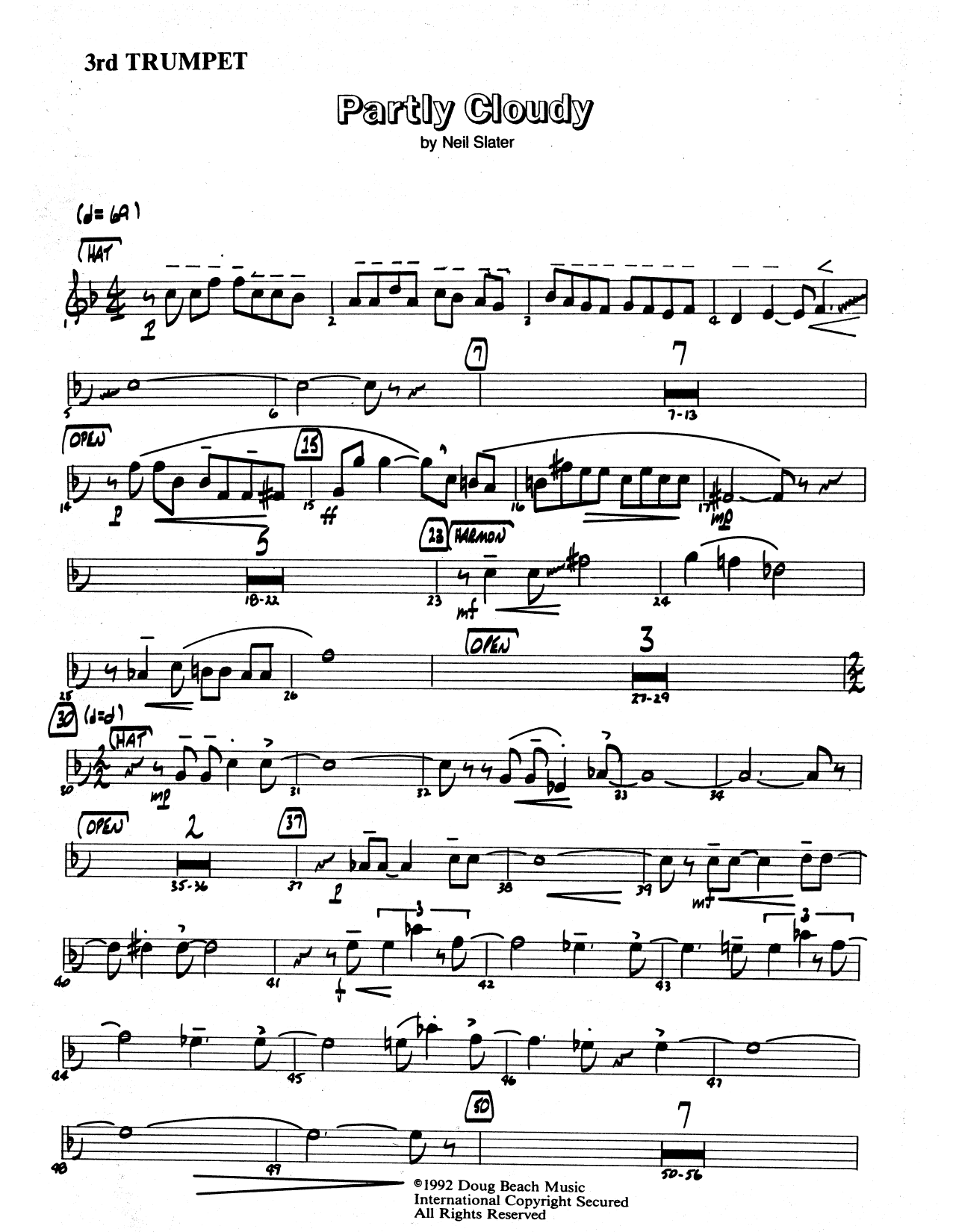 Download Neil Slater Partly Cloudy - 3rd Bb Trumpet Sheet Music