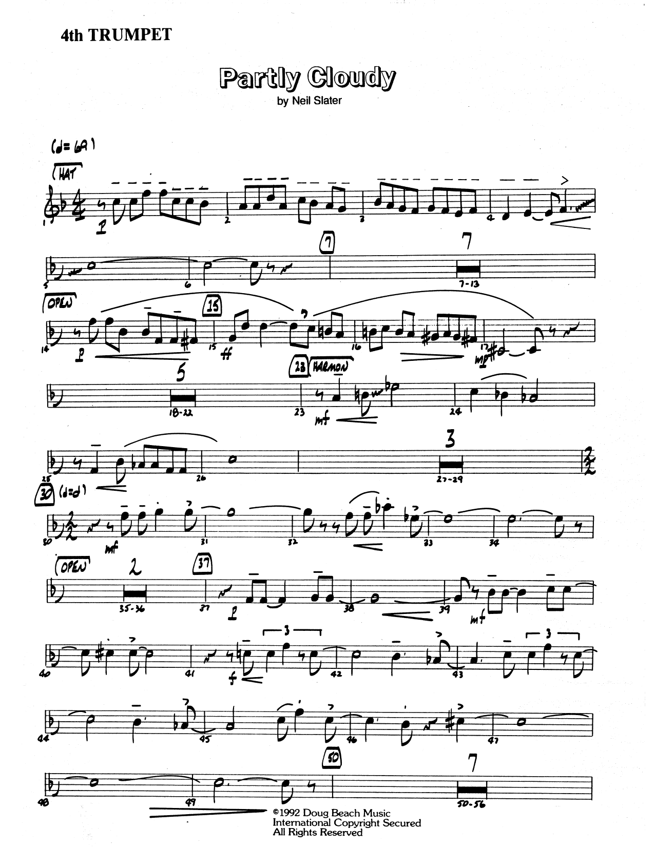 Download Neil Slater Partly Cloudy - 4th Bb Trumpet Sheet Music