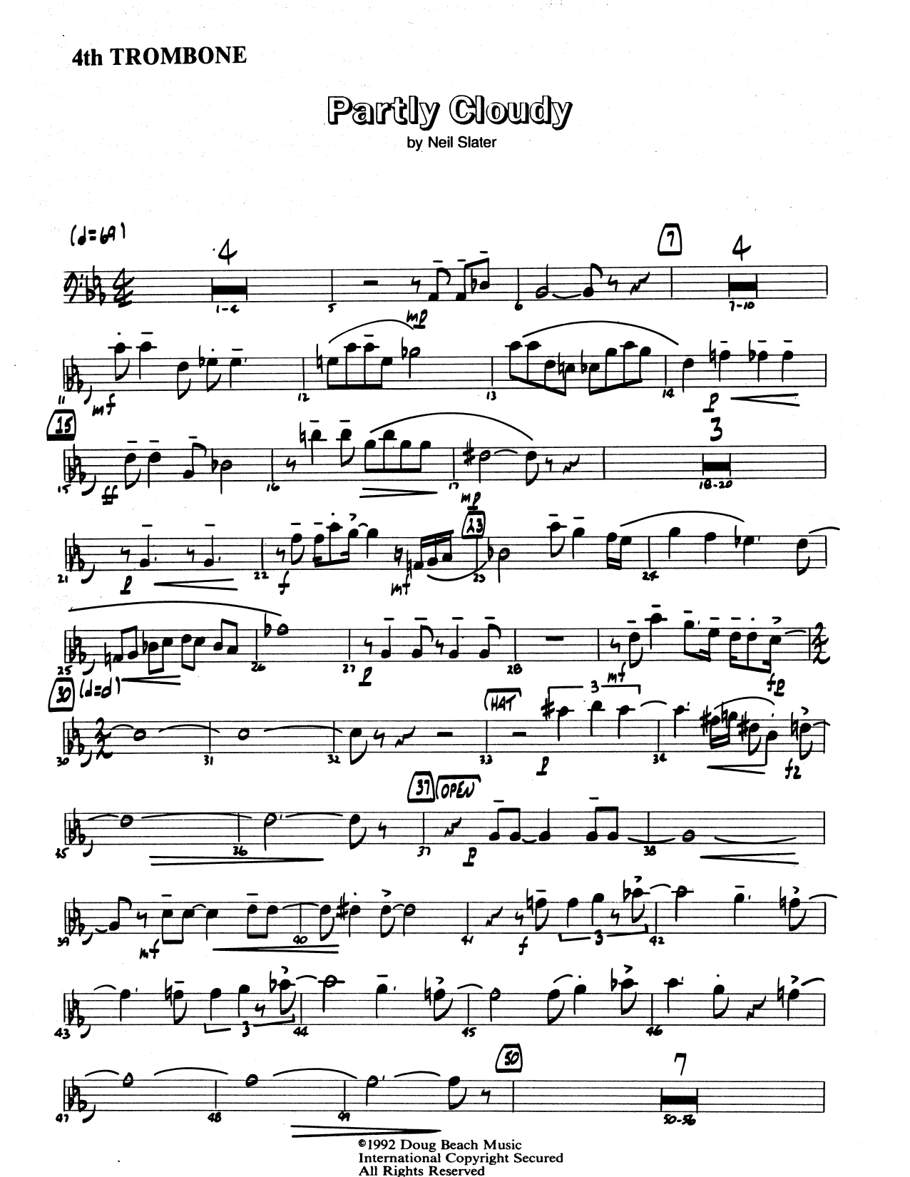 Download Neil Slater Partly Cloudy - 4th Trombone Sheet Music