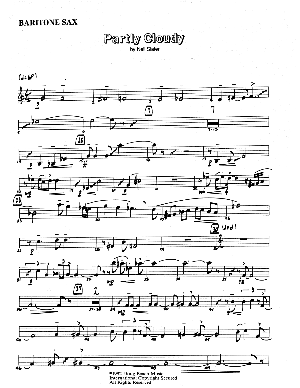 Download Neil Slater Partly Cloudy - Eb Baritone Saxophone Sheet Music