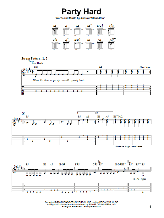 Download Andrew W.K. Party Hard Sheet Music