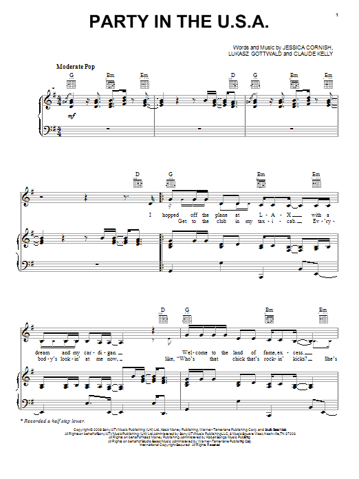 Download Miley Cyrus Party In The USA Sheet Music