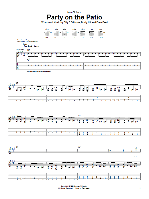 Download ZZ Top Party On The Patio Sheet Music