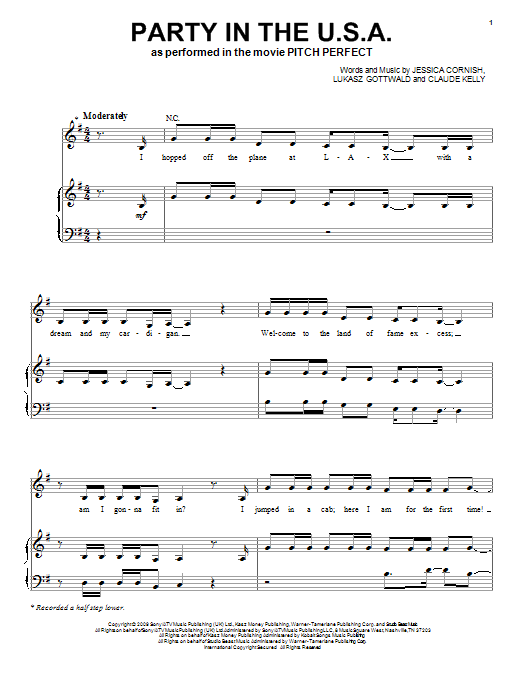 Download Miley Cyrus Party In The U.S.A. Sheet Music
