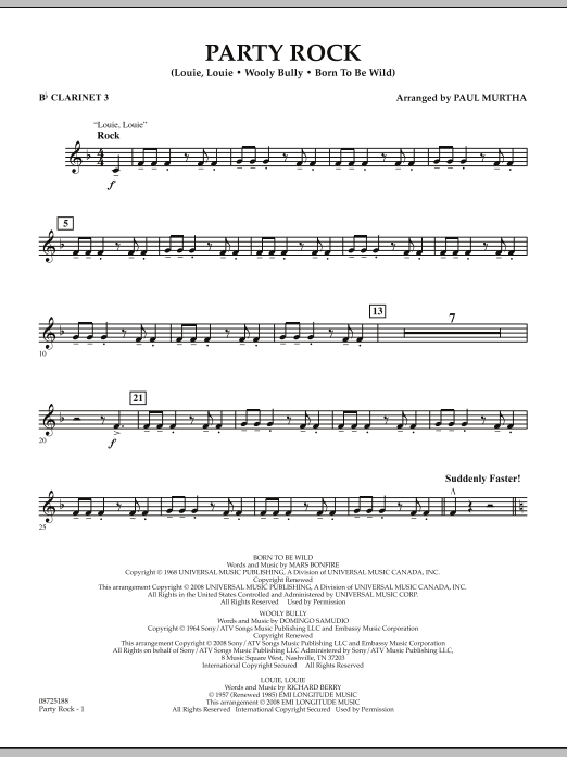 Download Paul Murtha Party Rock - Bb Clarinet 3 Sheet Music