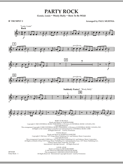 Download Paul Murtha Party Rock - Bb Trumpet 2 Sheet Music