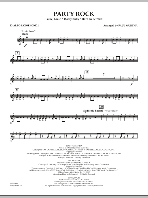 Download Paul Murtha Party Rock - Eb Alto Saxophone 2 Sheet Music