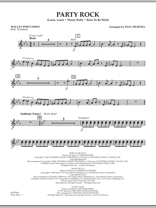 Download Paul Murtha Party Rock - Mallet Percussion Sheet Music