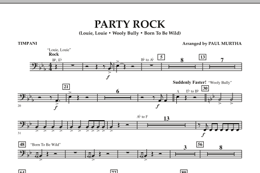 Download Paul Murtha Party Rock - Timpani Sheet Music