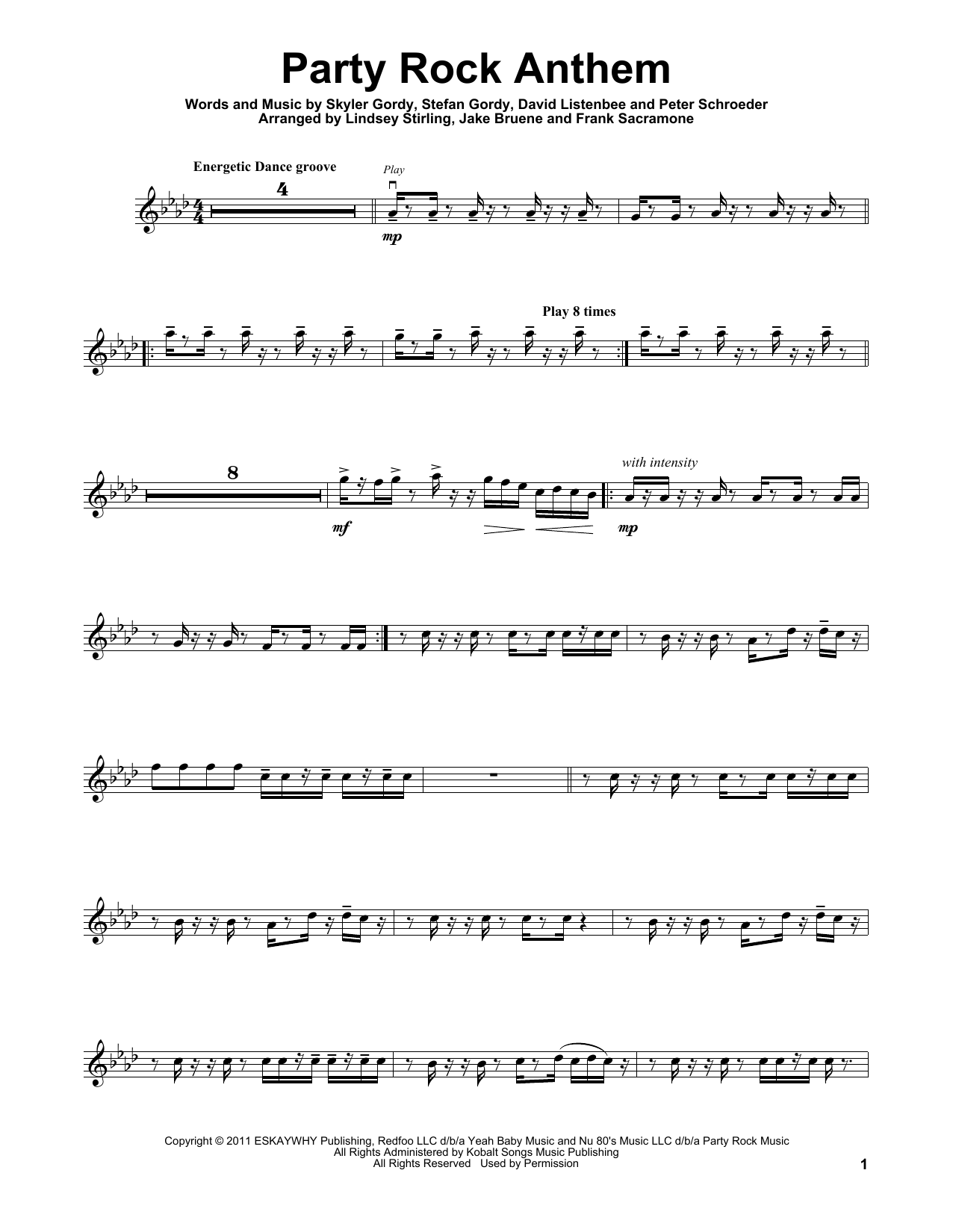 Download Lindsey Stirling Party Rock Anthem Sheet Music