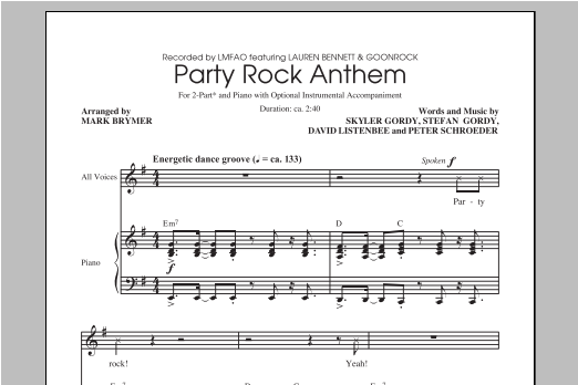 Download LMFAO Party Rock Anthem (arr. Mark Brymer) Sheet Music