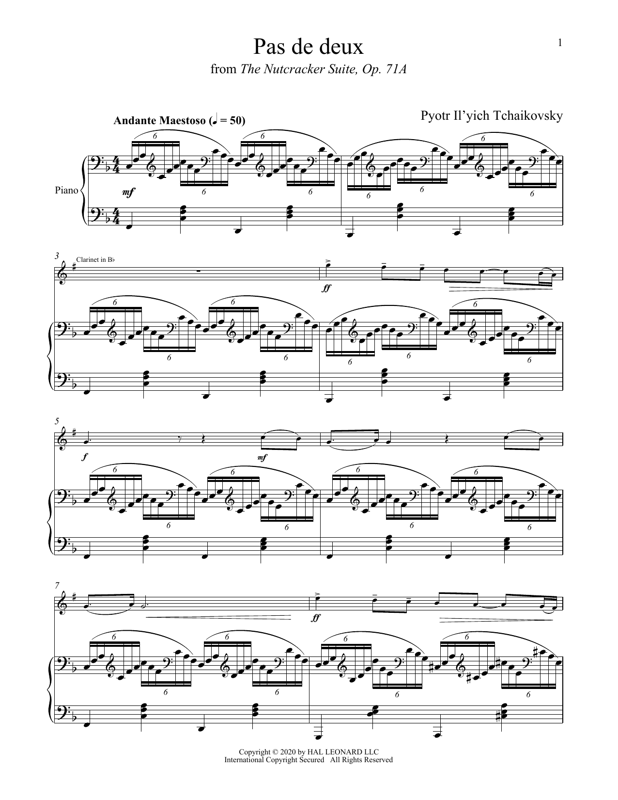 Download Pyotr Il'yich Tchaikovsky Pas de deux (from The Nutcracker) Sheet Music