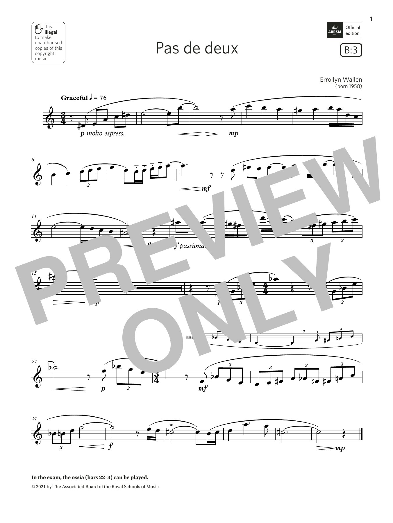 Download Errollyn Wallen Pas de deux (Grade 4 List B3 from the A Sheet Music