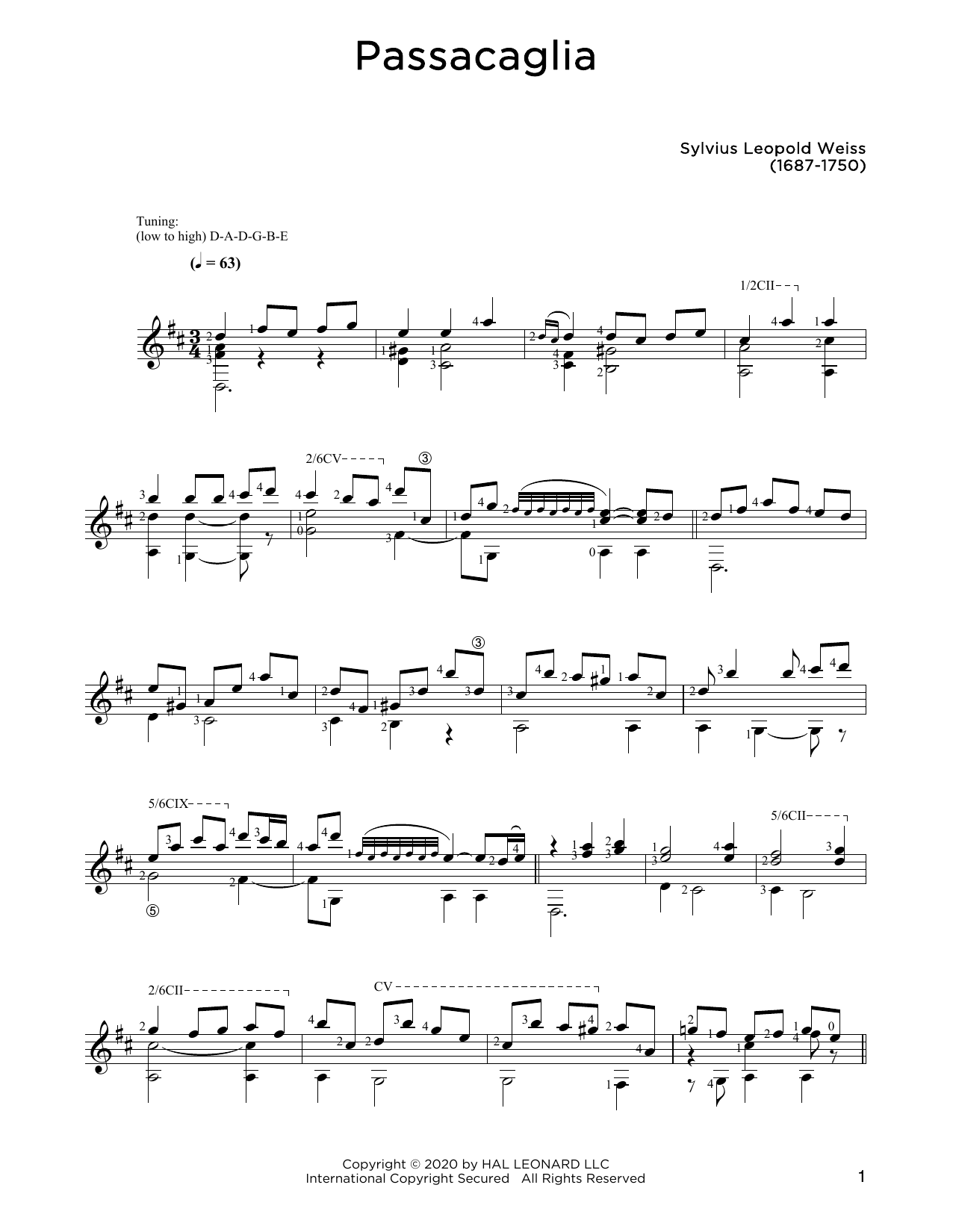 Download Sylvius Leopold Weiss Passacaglia Sheet Music