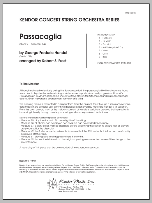 Download Frost Passacaglia - Full Score Sheet Music