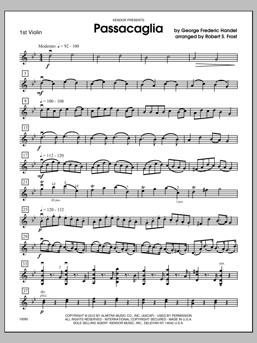 Download Frost Passacaglia - Violin 1 Sheet Music
