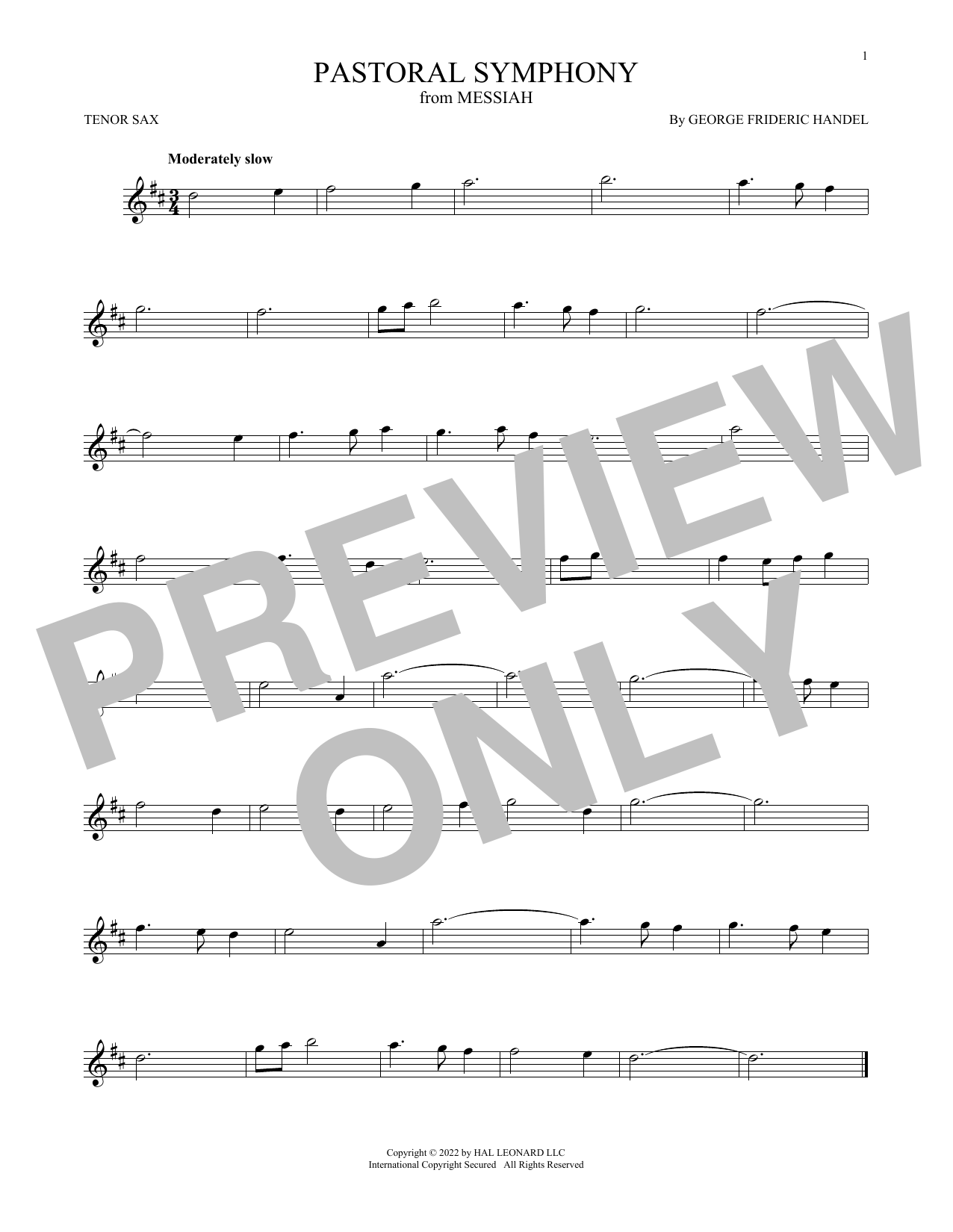 George Frideric Handel Pastoral Symphony sheet music notes printable PDF score