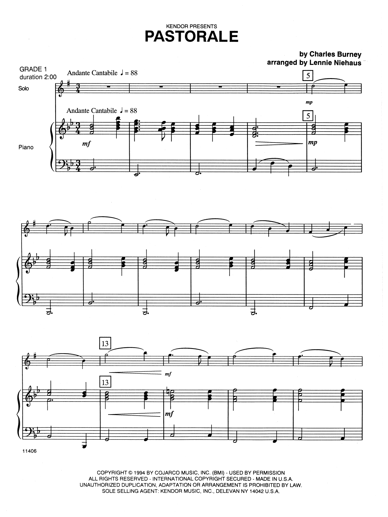 Download Lennie Niehaus Pastorale - Piano Sheet Music