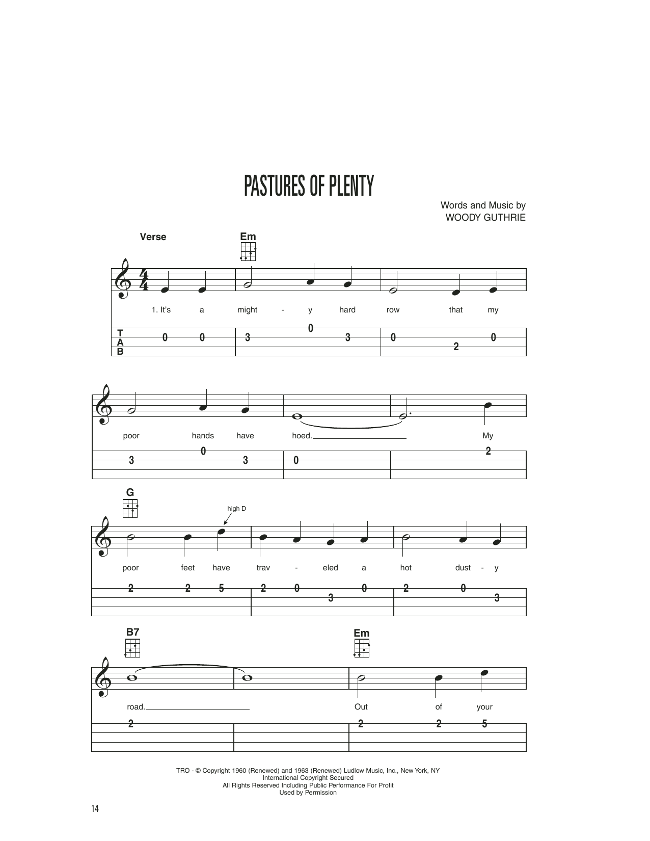 Download Woody Guthrie Pastures Of Plenty Sheet Music
