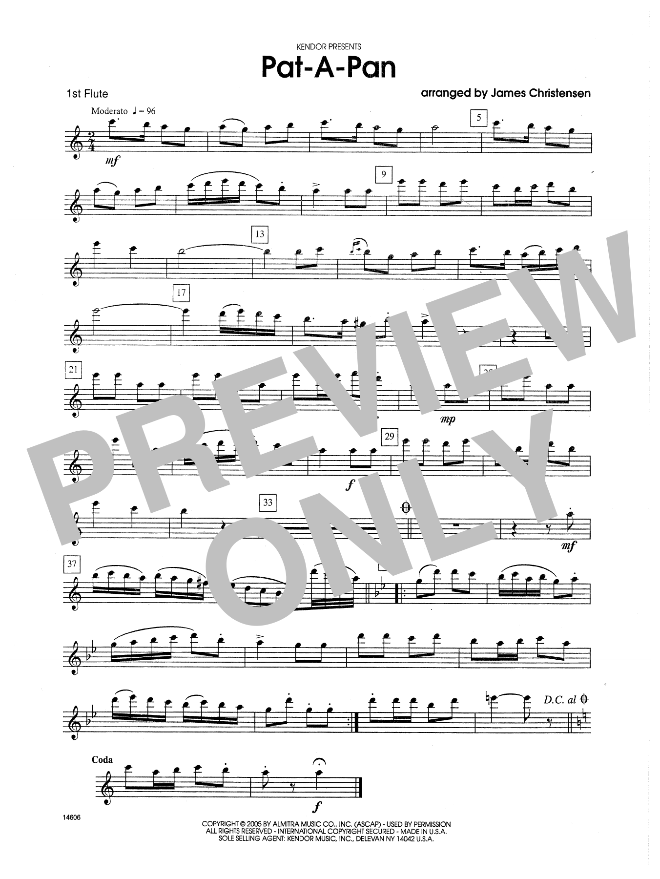 Download James Christensen Pat-a-Pan - 1st Flute Sheet Music