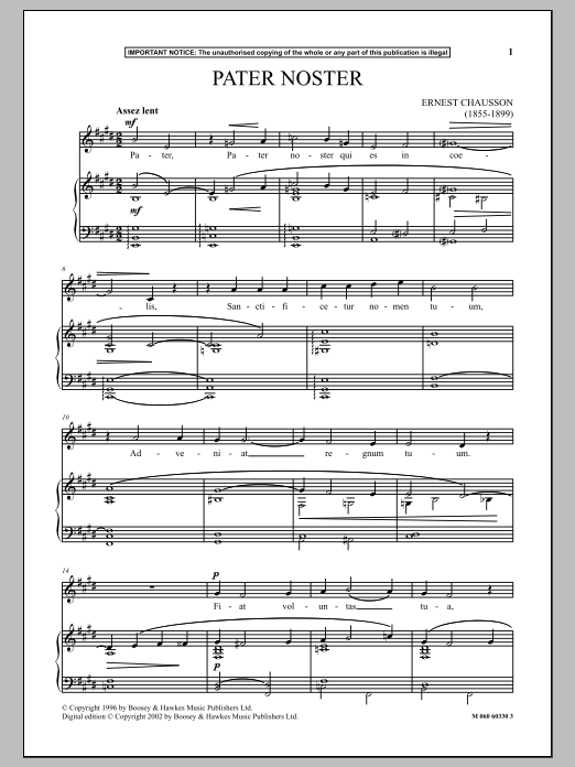 Download Ernest Chausson Pater Noster Sheet Music