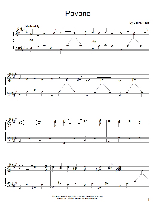 Gabriel Faure Pavane sheet music notes printable PDF score