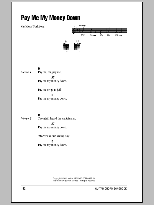 Download Traditional Pay Me My Money Down Sheet Music