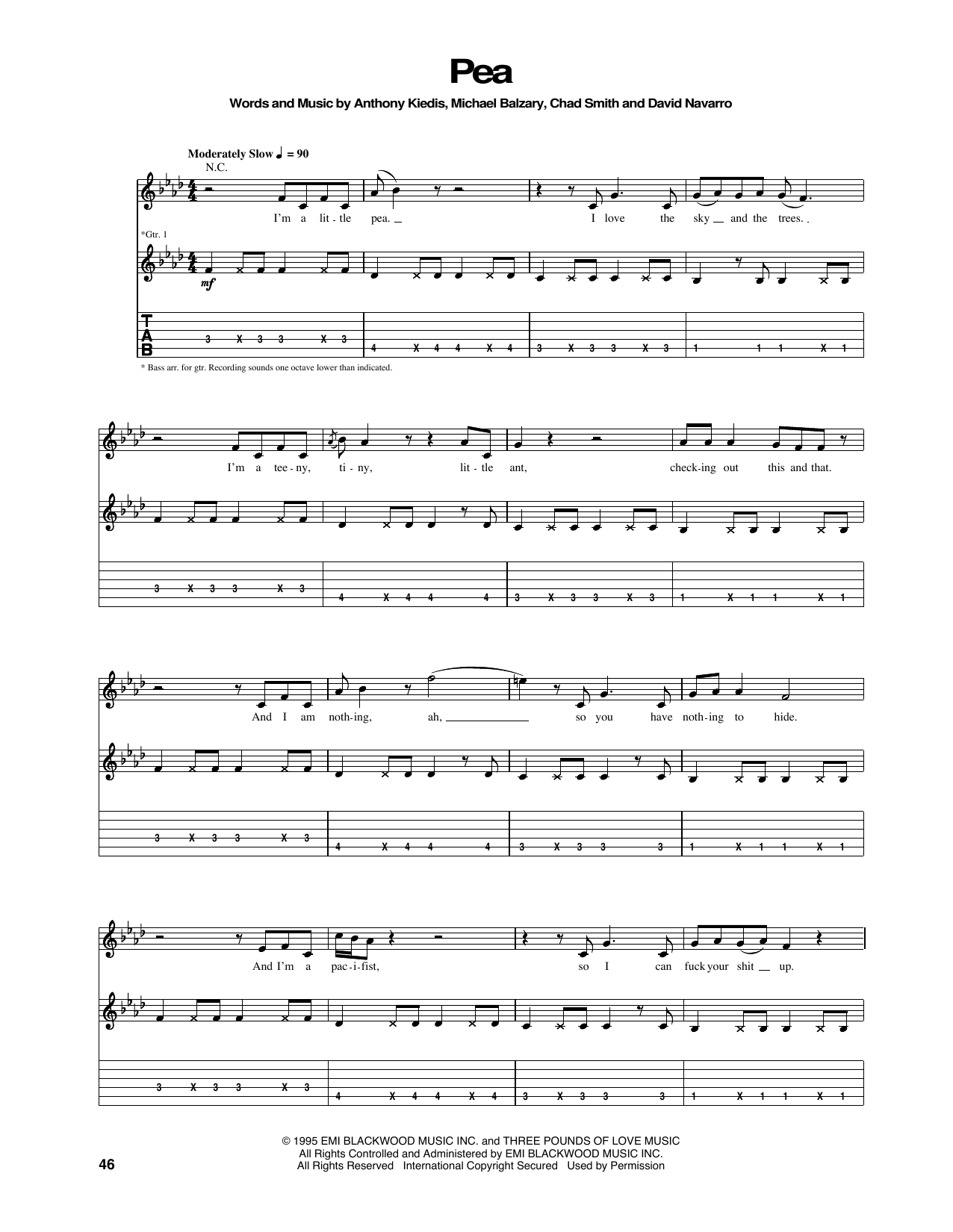 Download Red Hot Chili Peppers Pea Sheet Music