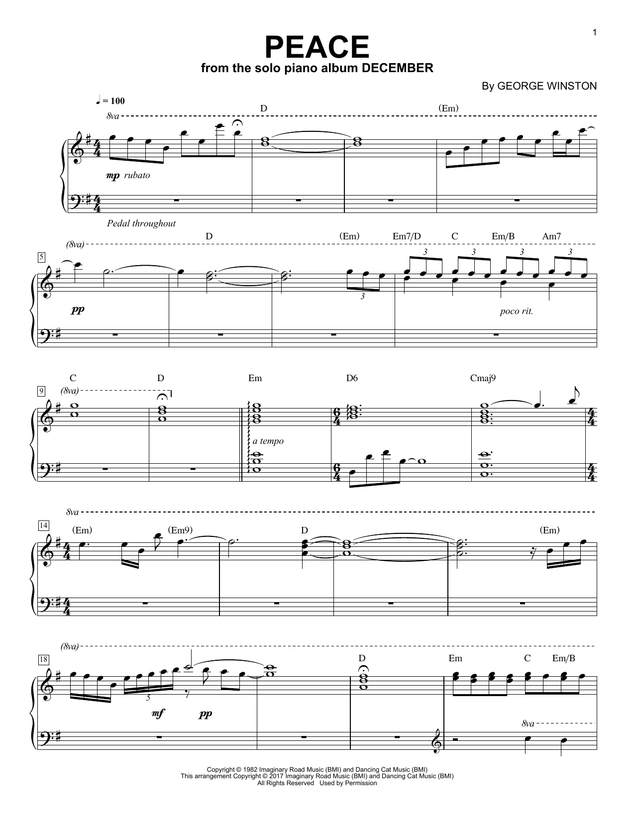 Download George Winston Peace Sheet Music