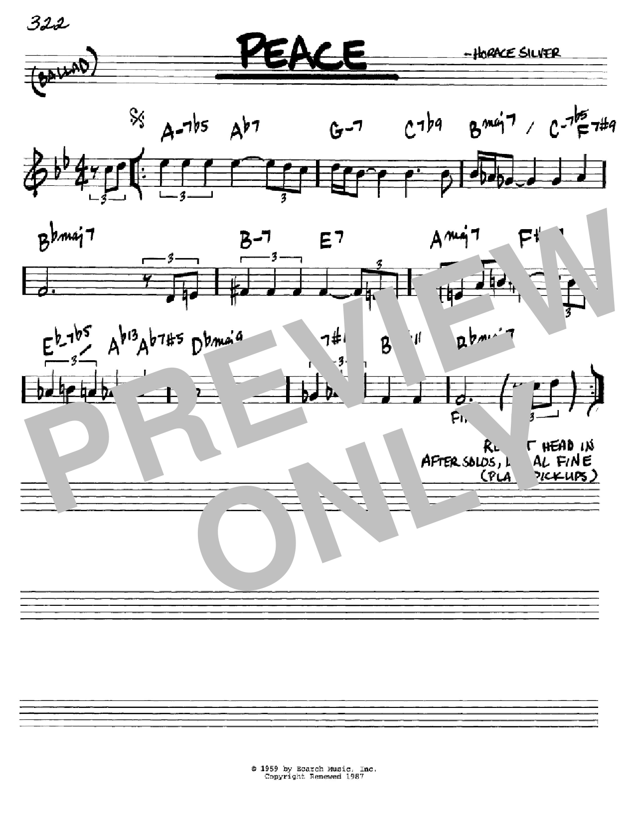 Download Horace Silver Peace Sheet Music